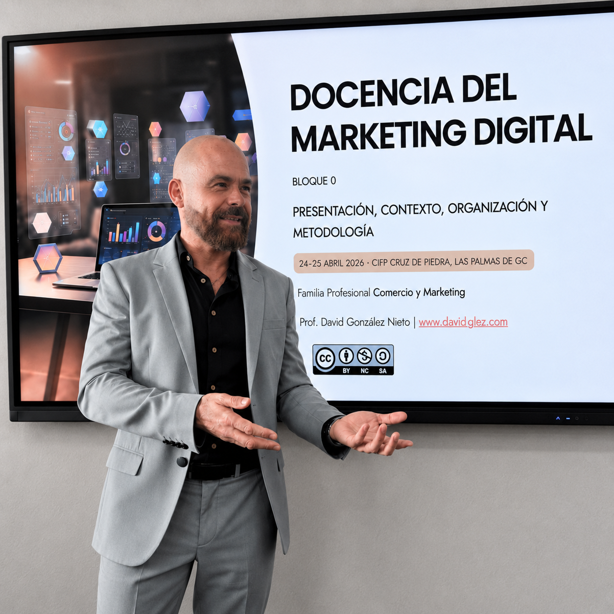 Docencia del marketing digital — recorte cuadrado David González Nieto durante el curso Docencia del Marketing Digital, ante la presentación del programa
