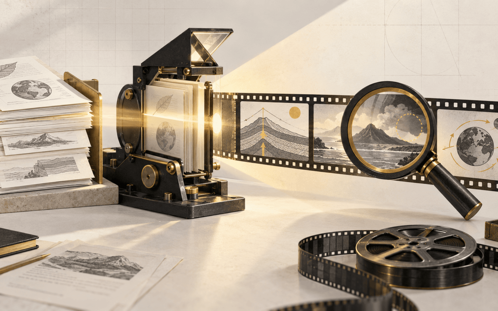 Fuentes documentales transformadas en una película y revisadas con una lupa antes de usarlas en el aula